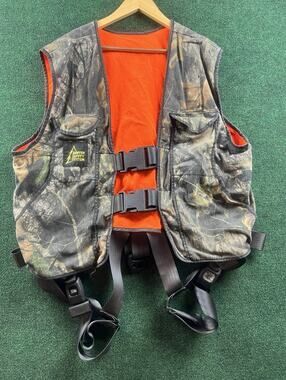 Hunter Safety Harness Vest, Padded Cotton Camo/Orange
